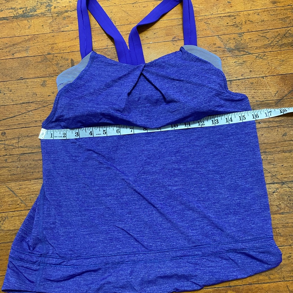 Lululemon Rest Less Tank Top Built In Bra Light Purple Stripe Women’s Size 6 EUC - Picture 8 of 9